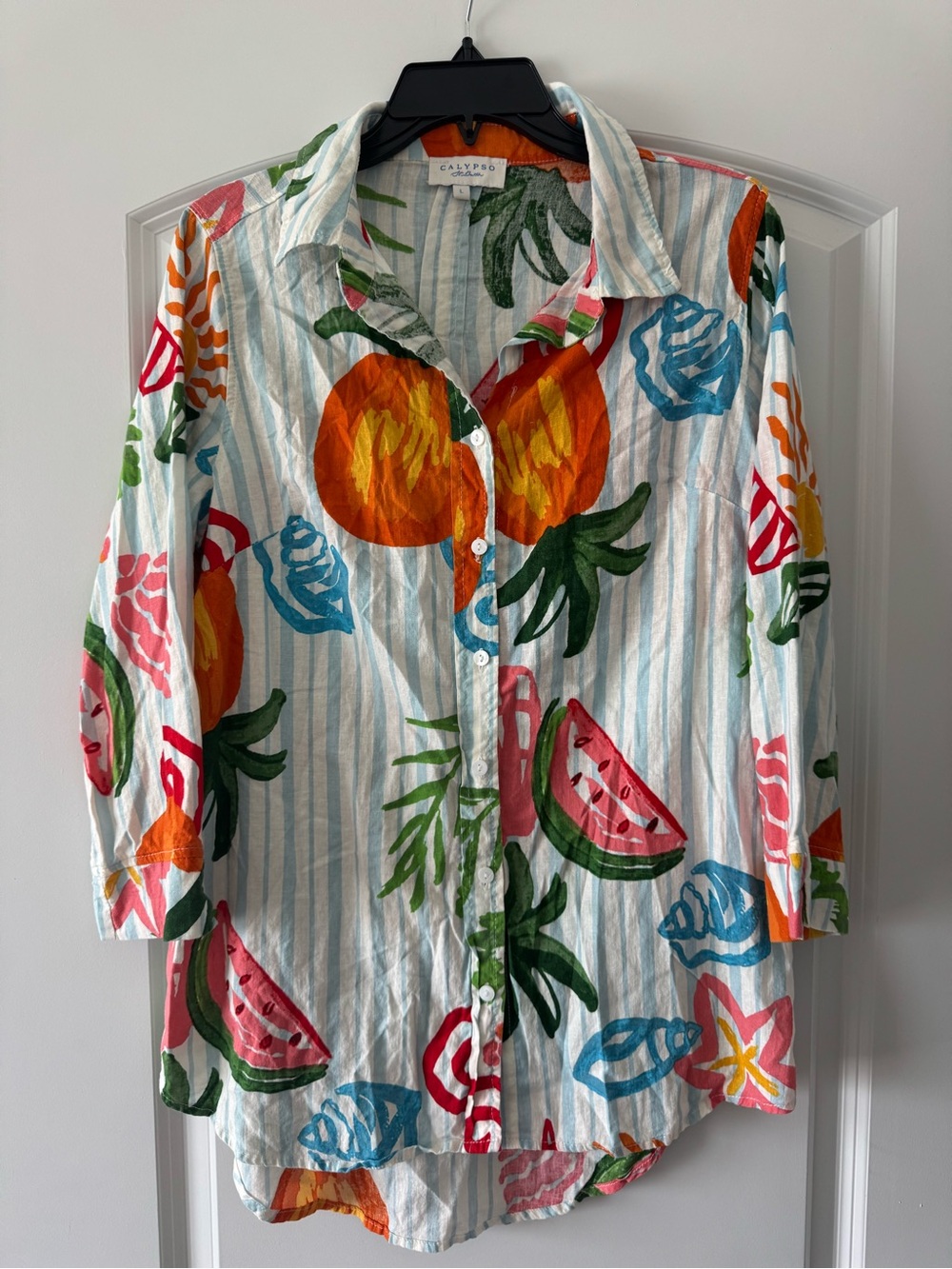 CALYPSO ST. BARTH BUTTON DOWN BLOUSE SIZE L